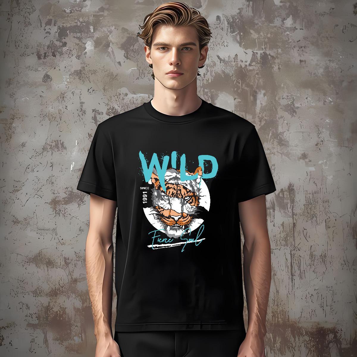 High Quality T shirt tiger Crew Neck Breathable Hip Hop Oversized 4XL 230g Cotton Couples T Shirts Designer Fashion Clothes