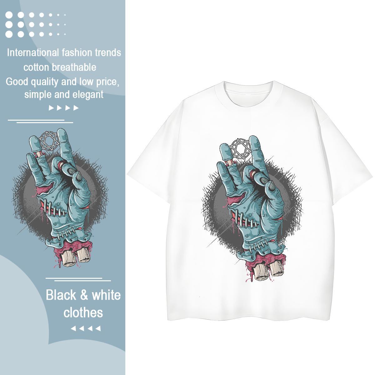 Cool Design Man T Shirts Halloween Breathable Crew Neck Outdoor Black Oversized 230g Cotton Men Clothes T-Shirt DIY Polos