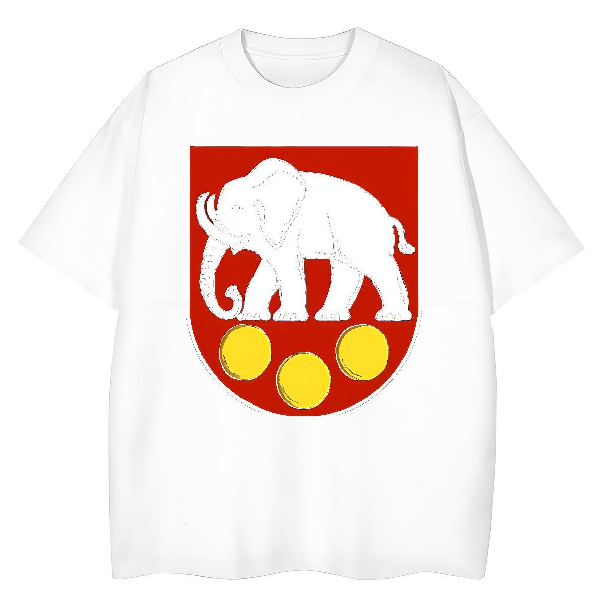 Unisex Men T Shirts elephant Short Sleeve O-Neck Daily Wear Floral Print 230g Cotton Men Tees New Designer Tops