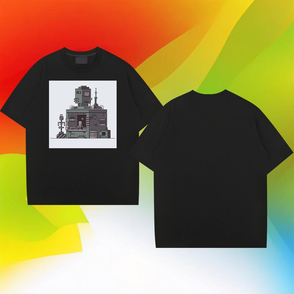 Soft Men Tops Tees Beach 100% Cotton 230g White Plus Size Short Sleeve Soft robot T-Shirts Fashion Design Clothings
