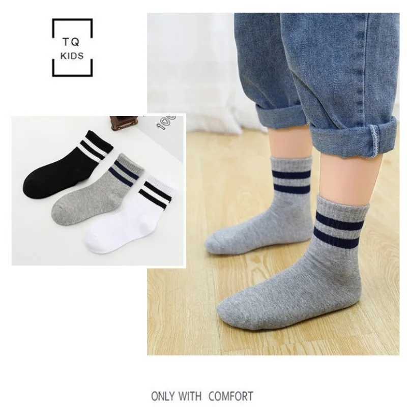 5 pairs/batch solid color soft breathable cotton childrens school socks for girls and boys casual gray black and white sports childrens socks W240814