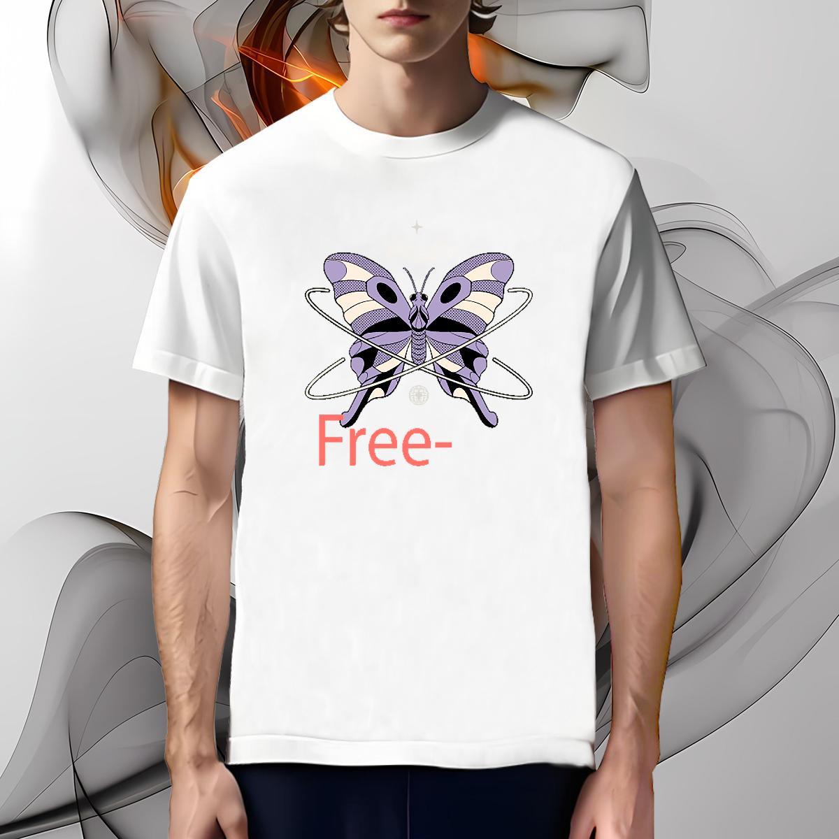 Loose Fit Mens T Shirts Butterfly Short Sleeve O-Neck Street DIY Printed 100% Cotton 230g Tshirts New Tees