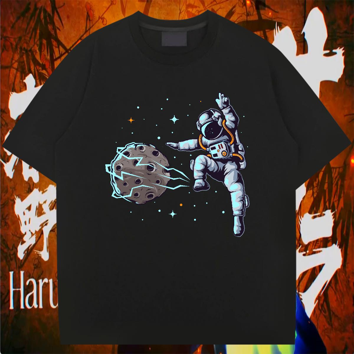 Mens T Shirts 230g Cotton spaceman Hip Hop Street Crew Neck Breathable Asian Size Men Tees New Loose Wear