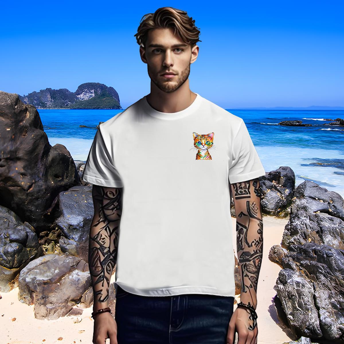 Loose Men T Shirts cat Pure Cotton Anime Printing Street Oversized 3XL 4XL 230g Pure Cotton Couples T Shirts Designer Tees Shirts