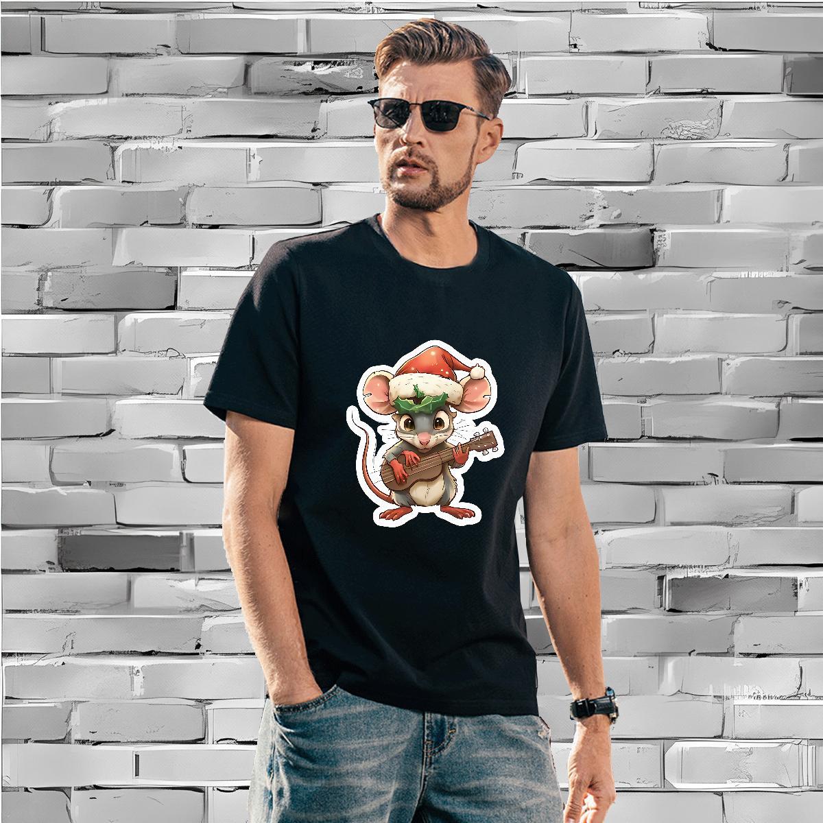 Classic T shirt mouse Breathable Crew Neck Casual Beach Black Oversized 230g Cotton Men Tees Fashion Casual Top Tees