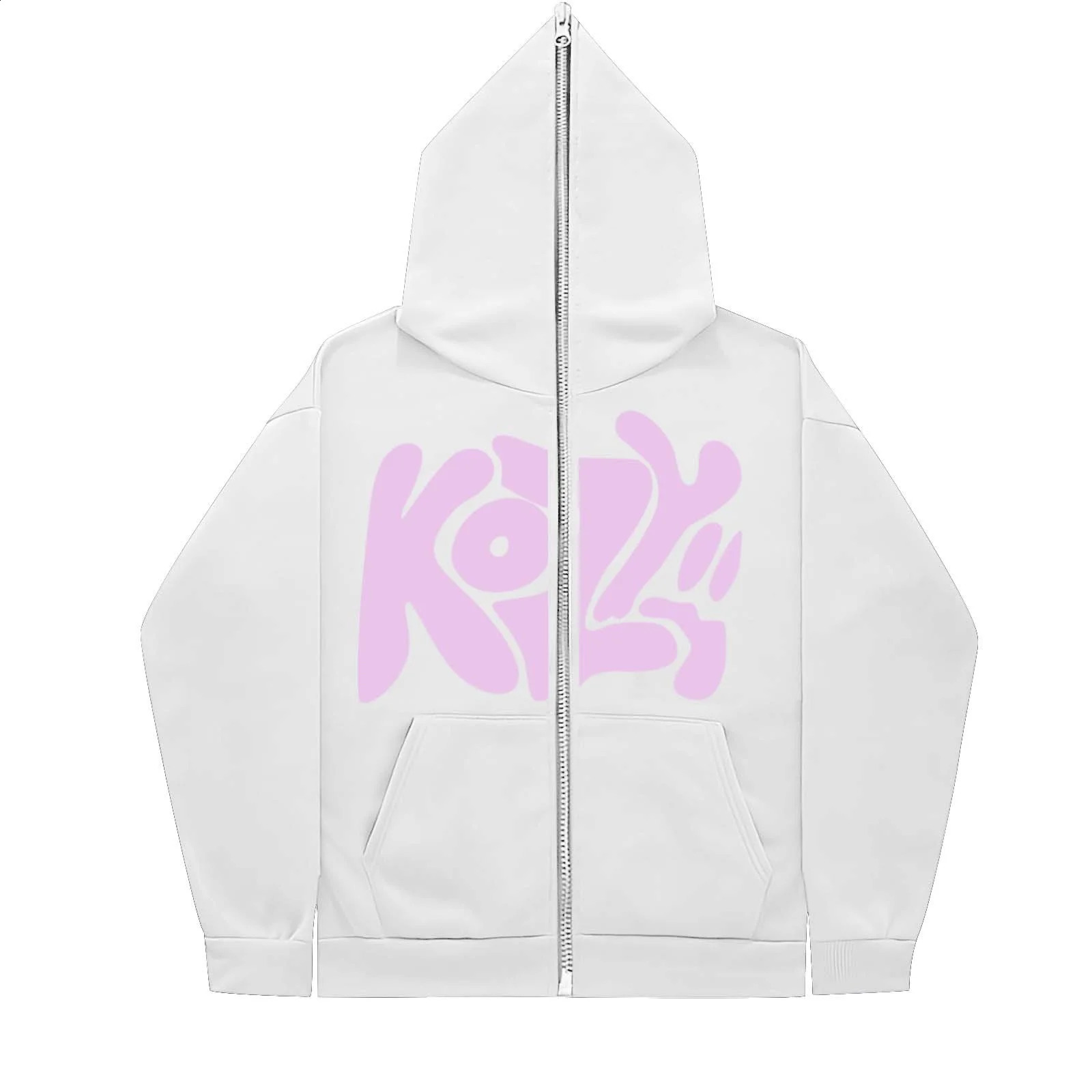 Product KOZY Alphabet Printed Zipper Hoodie Pattern Casual Coat 240814