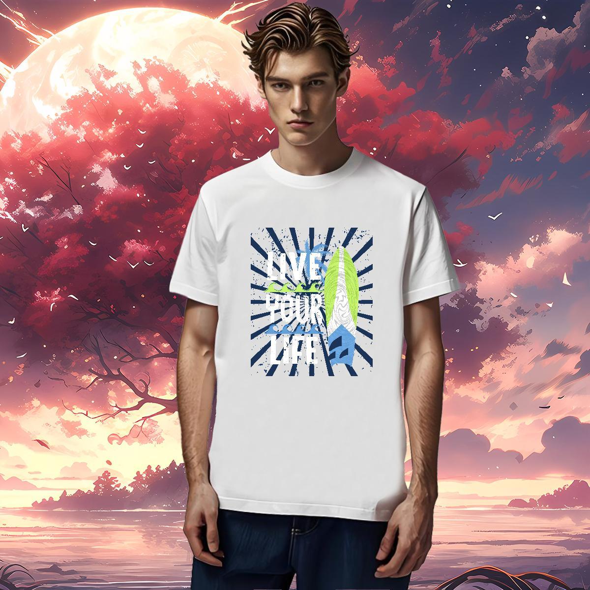 T-Shirts for Men 230g Cotton tree Beach Short Sleeve Soft Asian Size Couples T Shirts Casual New Cool Tops