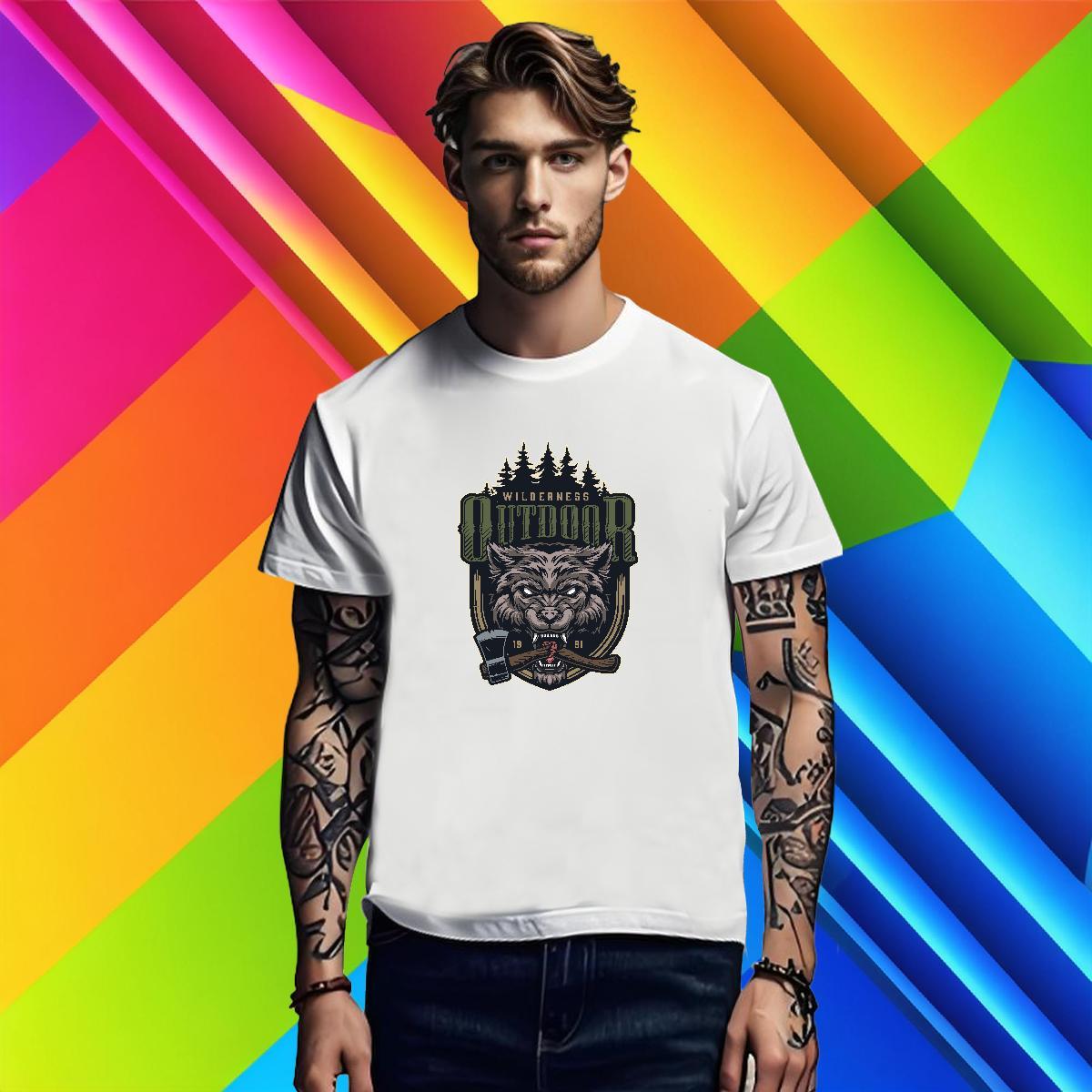 T Shirt For Man 230g Pure Cotton wolf Hip Hop Short Sleeve O-Neck Anime Men Clothes T-Shirt Stylist Cool Design Tops Shirt