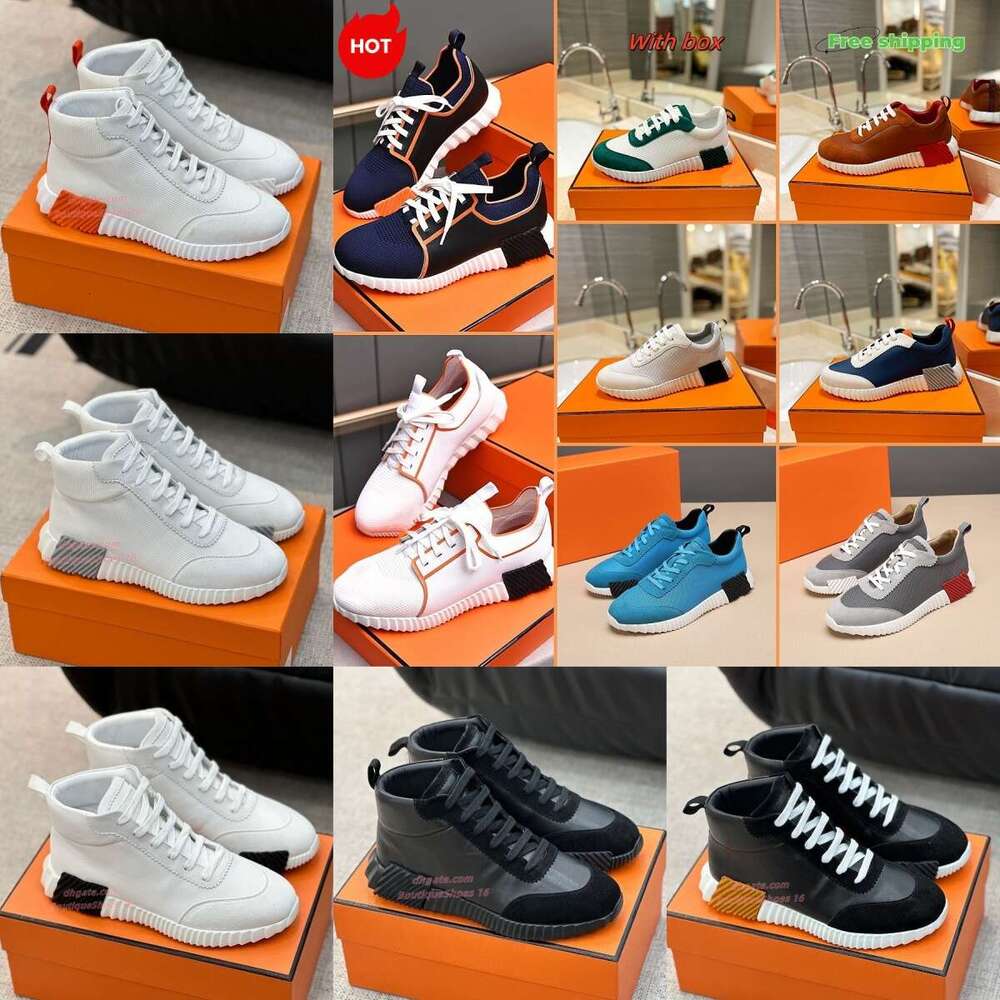 designer bouncing sneaker men casual Leather And Mesh Lace Up Sports Runner Shoes Rubber Sole Man Low Top Street Style With Box Eu38-45 H Word 906