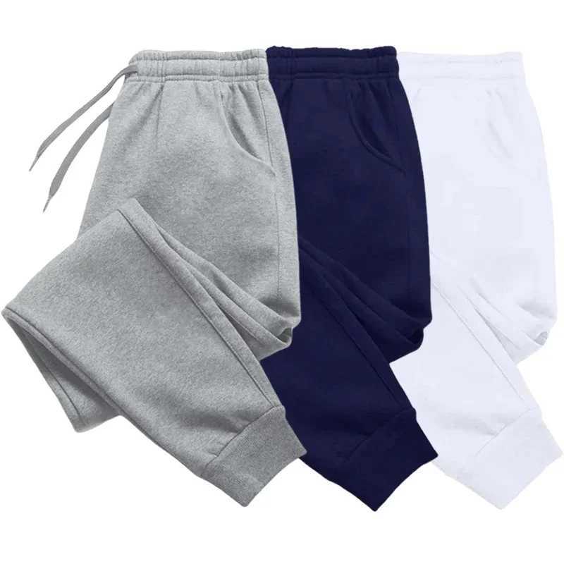 New mens sports pants autumn and winter printed wool warm jogging pants mens outdoor sports clothing Harajuku streetwear casual TrousersW240725