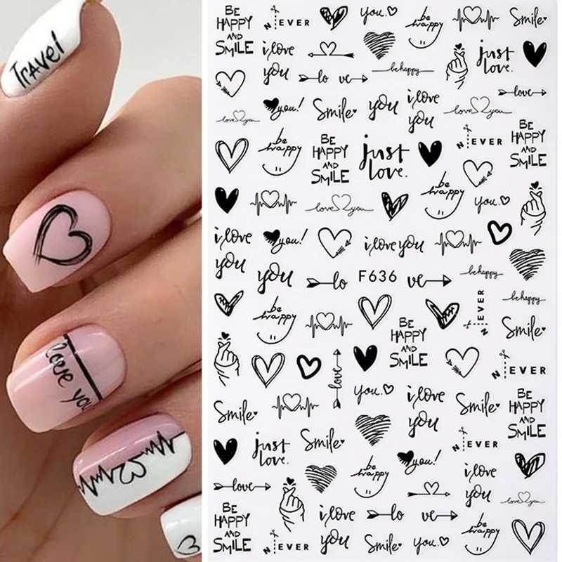 1PCS 3D Laser Heart Letter Nail Sticker Nail Art Decoration Flower Star Nail Accessories Decal Stickers Nail Supplies Nail PartsXJ240814