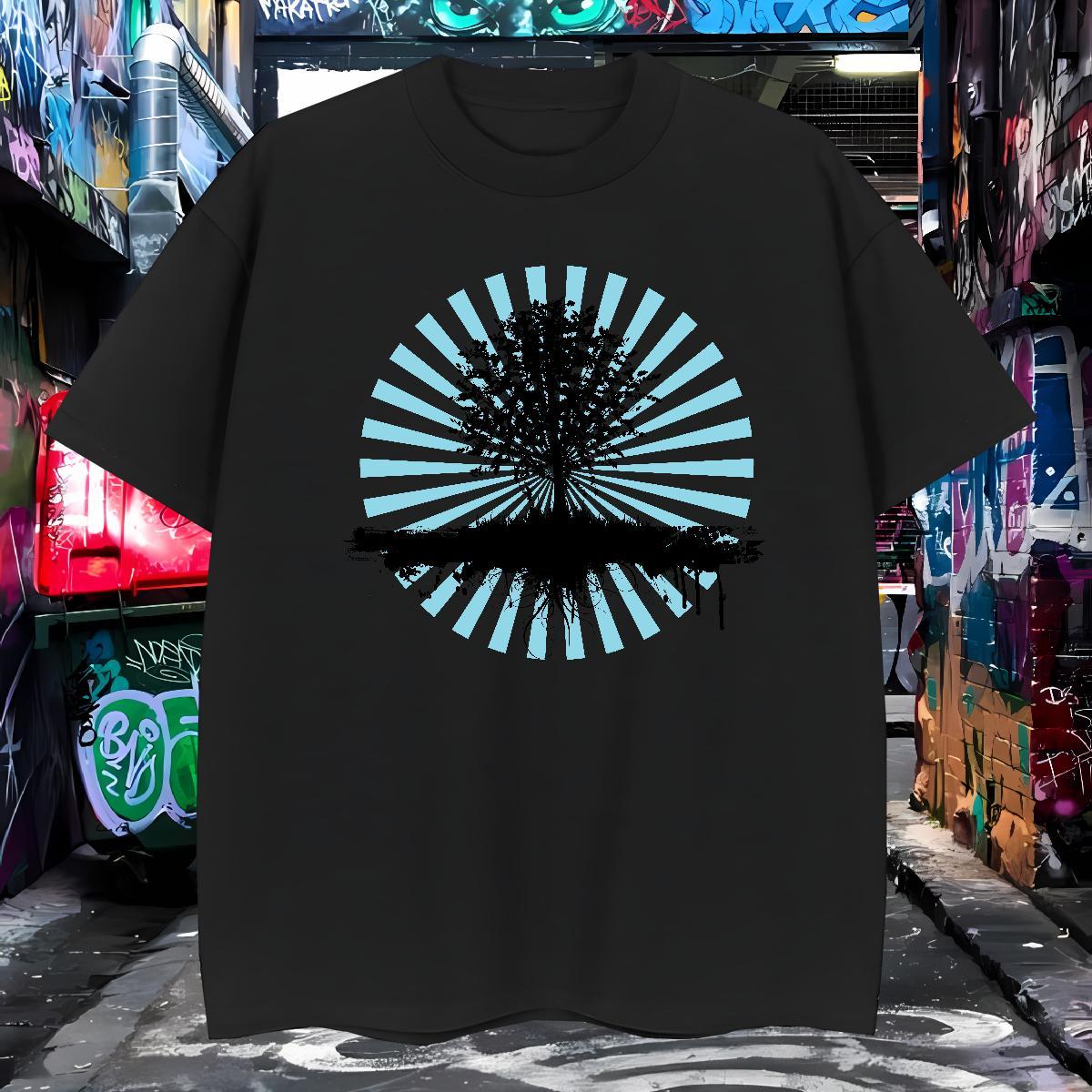 Unisex tree T-Shirts for Men High Street Hip Hop Men Tees 230g Pure Cotton Customized Breathable Crew Neck DIY Tops Shirt