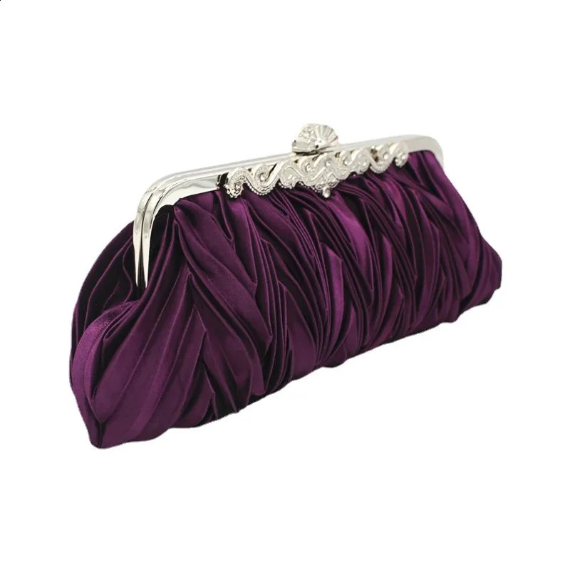 Fashion Lady Party Wedding Handbag Purse Soft Evening Bag Bridal Women Satin Crystal Clutch 240813