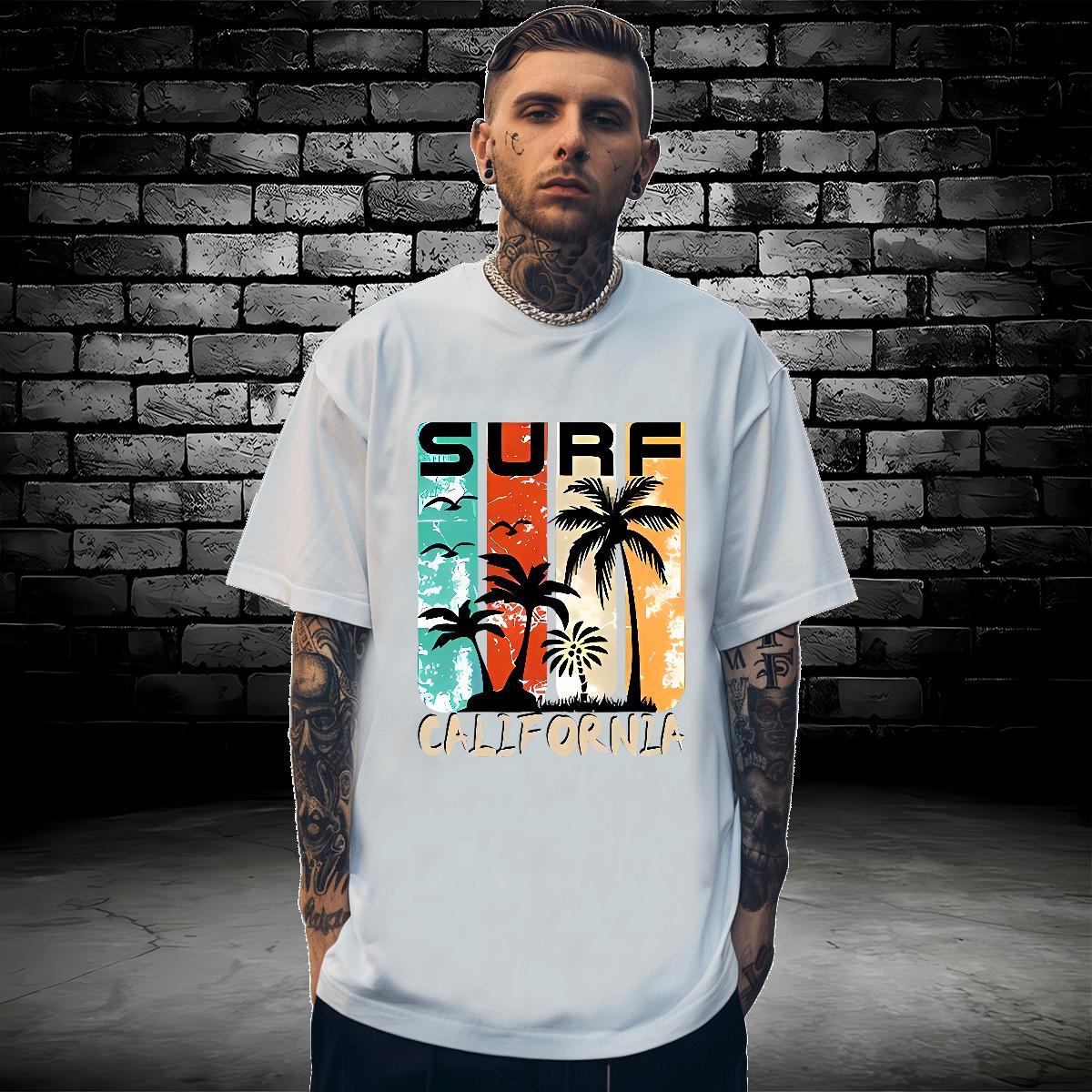 T-Shirts for Men 230g Pure Cotton tree Street wear Hip Hop Breathable Short Sleeve Anime Men Clothes T-Shirt DIY Brand Tops Shirt