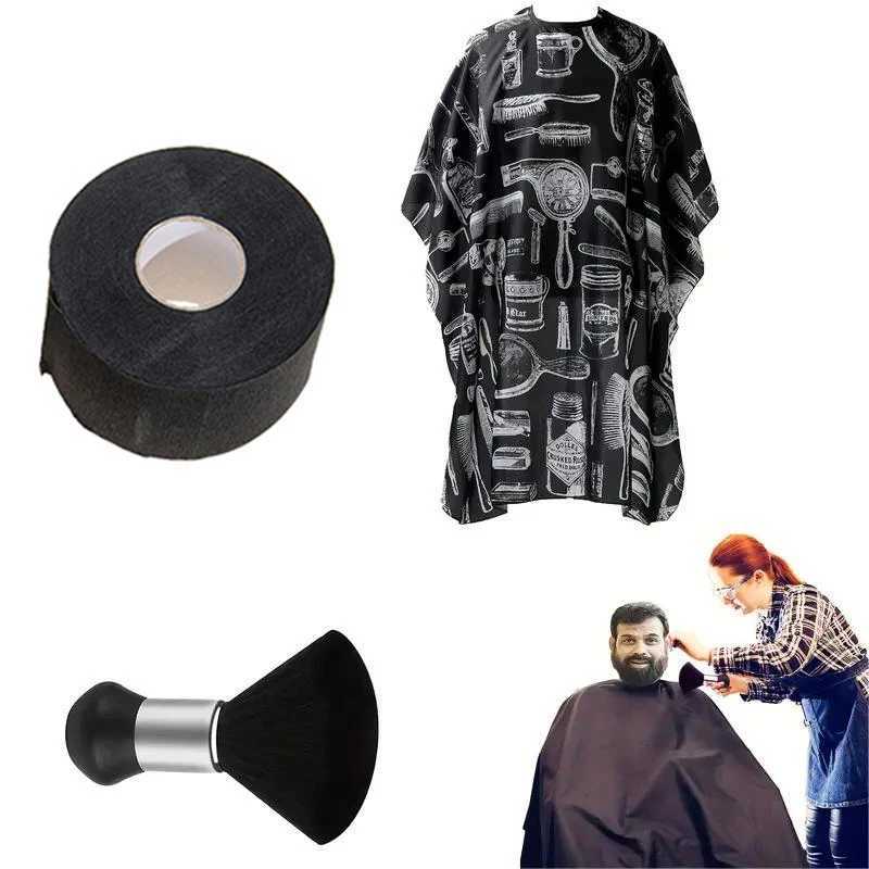 2/3 piece barber packaging set waterproof corner cutting with neck dust collector professional hair salon hair brush set W240814