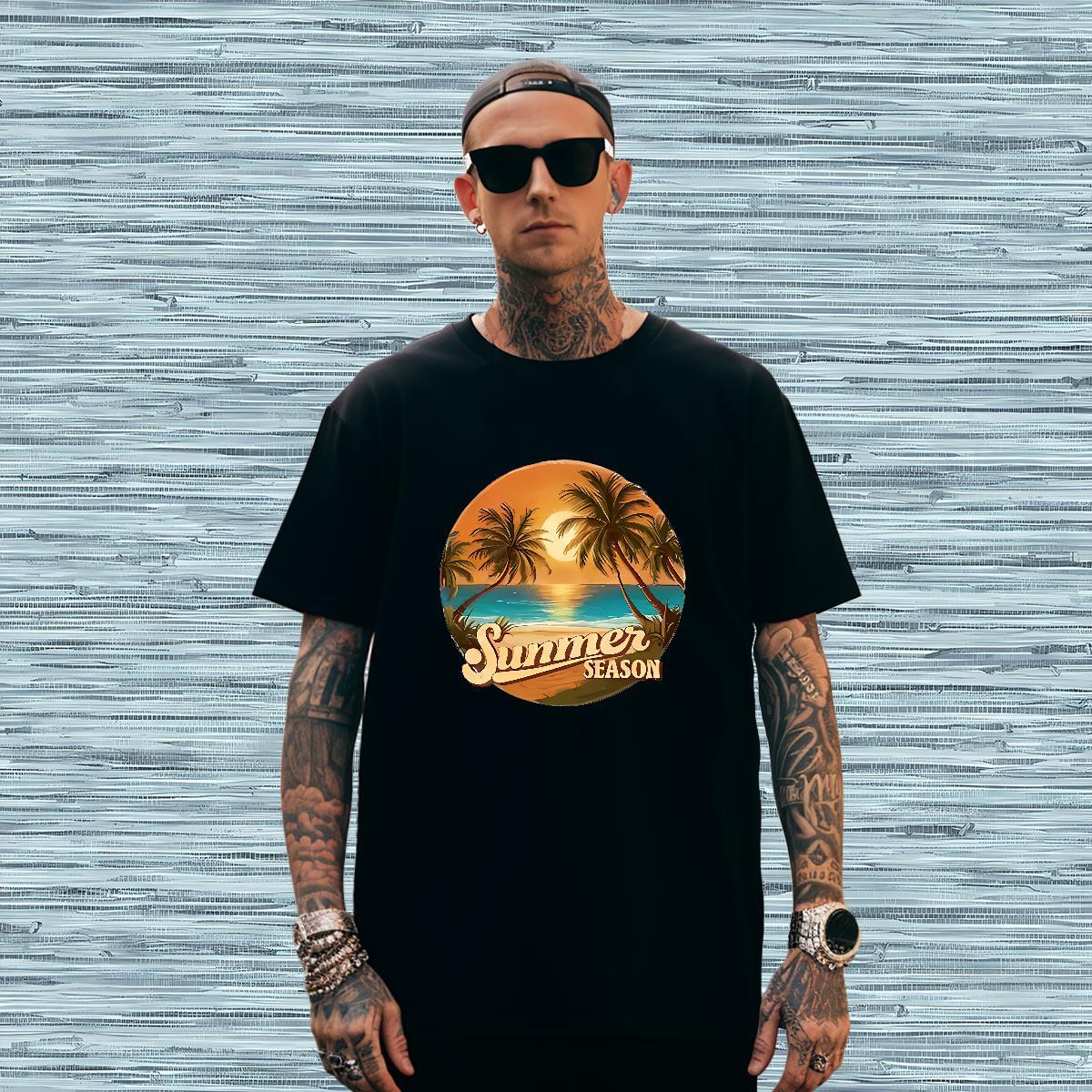 Designer beach T Shirts Men Summer Casual Tshirts 230g Cotton Fashion Casual Round Neck Short Sleeve DIY Anime Polos