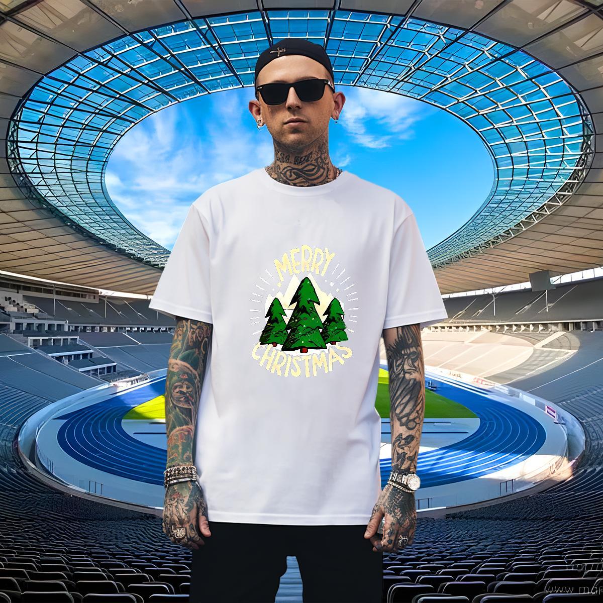 TOP Quality T-Shirts Christmas Breathable Short Sleeve Outdoor Anime 230g 100% Cotton Couples T Shirts Fashion Casual Clothes