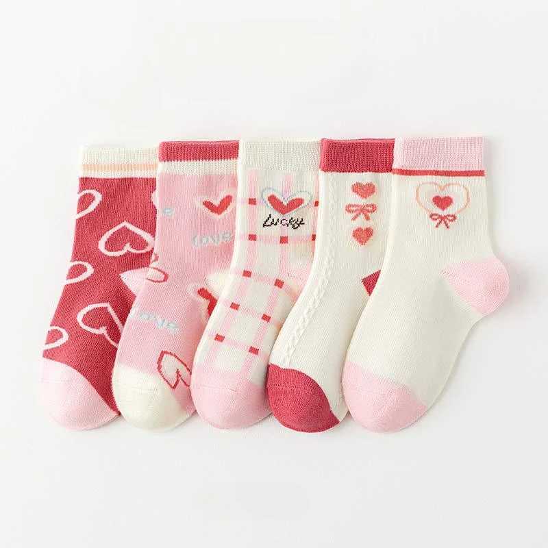 5 pairs/batch of childrens socks cute girls cute cotton outdoor travel sports socks Kaosu sportswear accessories W240814