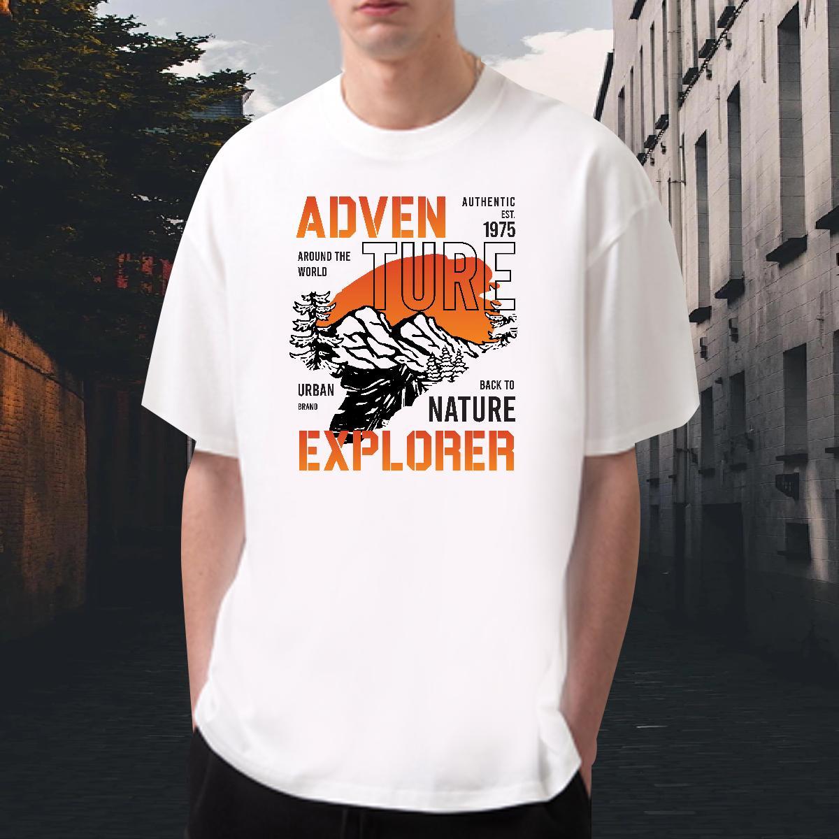 Unisex Men Tops Tees Sport 230g Pure Cotton Anime Round Neck Short Sleeve mountains Men T Shirts New Designer Clothings