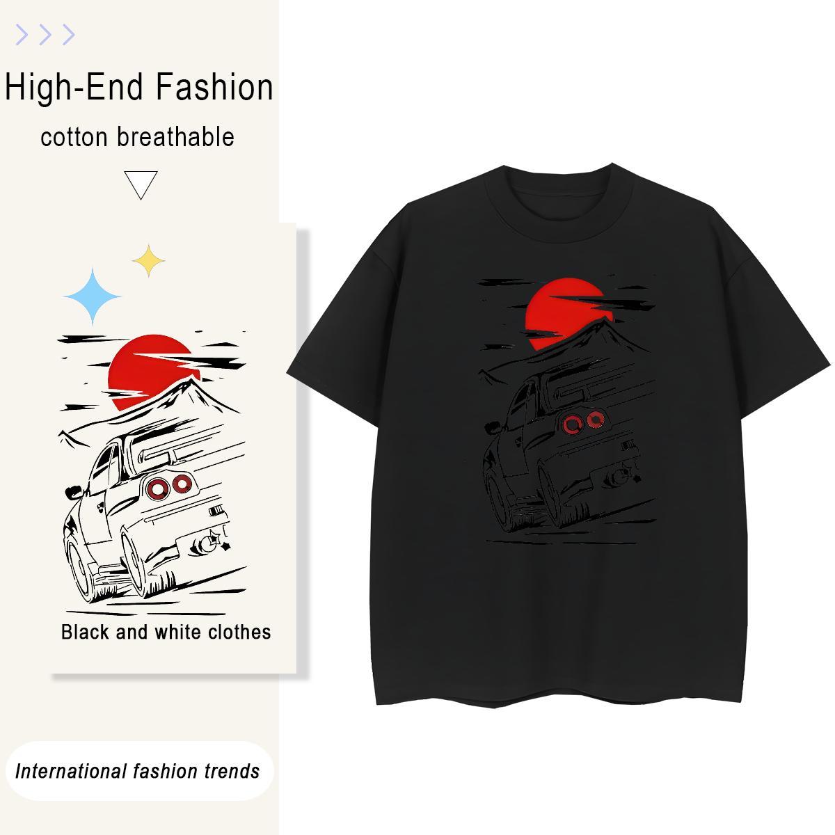 Unisex Couples T Shirts Spring Summer 100% Cotton 230g Custom Print Plus Size Pure Cotton car T Shirt For Man Fashion New Tops