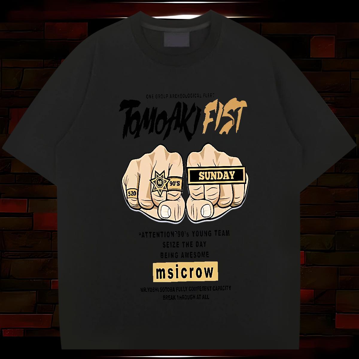 T Shirt For Man 230g 100% Cotton hands Street Crew Neck Breathable Oversized Men Tops Tees Fashion New Classic Clothings
