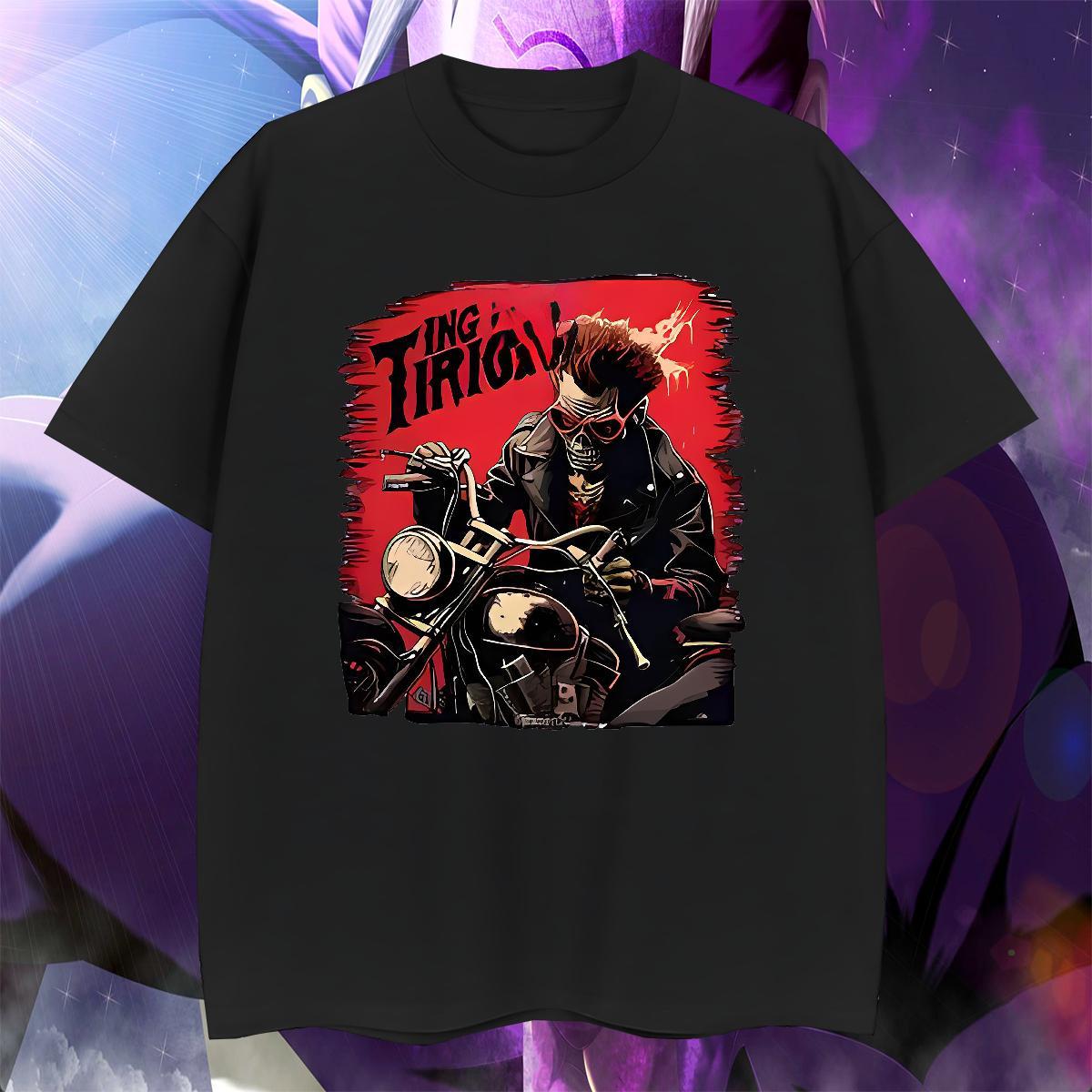 Cool Design Motorcycle Man T Shirts Street Men Tops Tees 100% Cotton 230g Factory Direct Breathable Soft Floral Print Tshirts