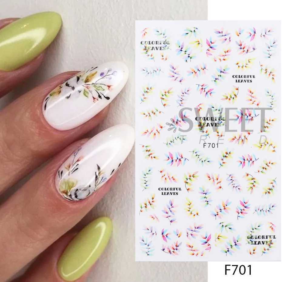 Colorful Butterfly Nail Sticker Luxury Manicure Design 3D Floral Leaf Geometric Abstract Face Decals Slider Nail Art AccessoriesXJ240814