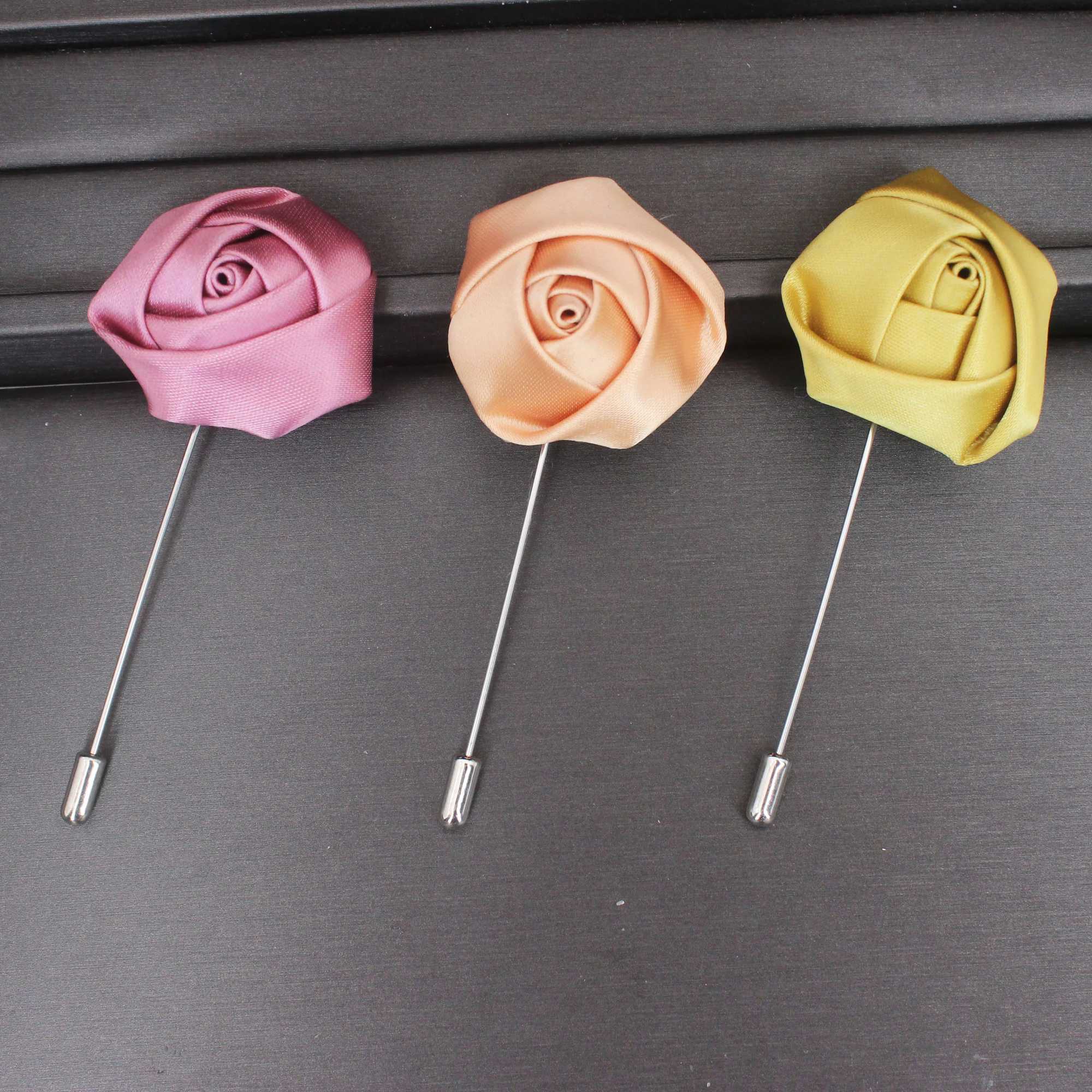 12 pieces/batch handmade fabric rose brooches suitable for mens clothing and accessories fashion sets flower pins and brooches 18 colors W240815