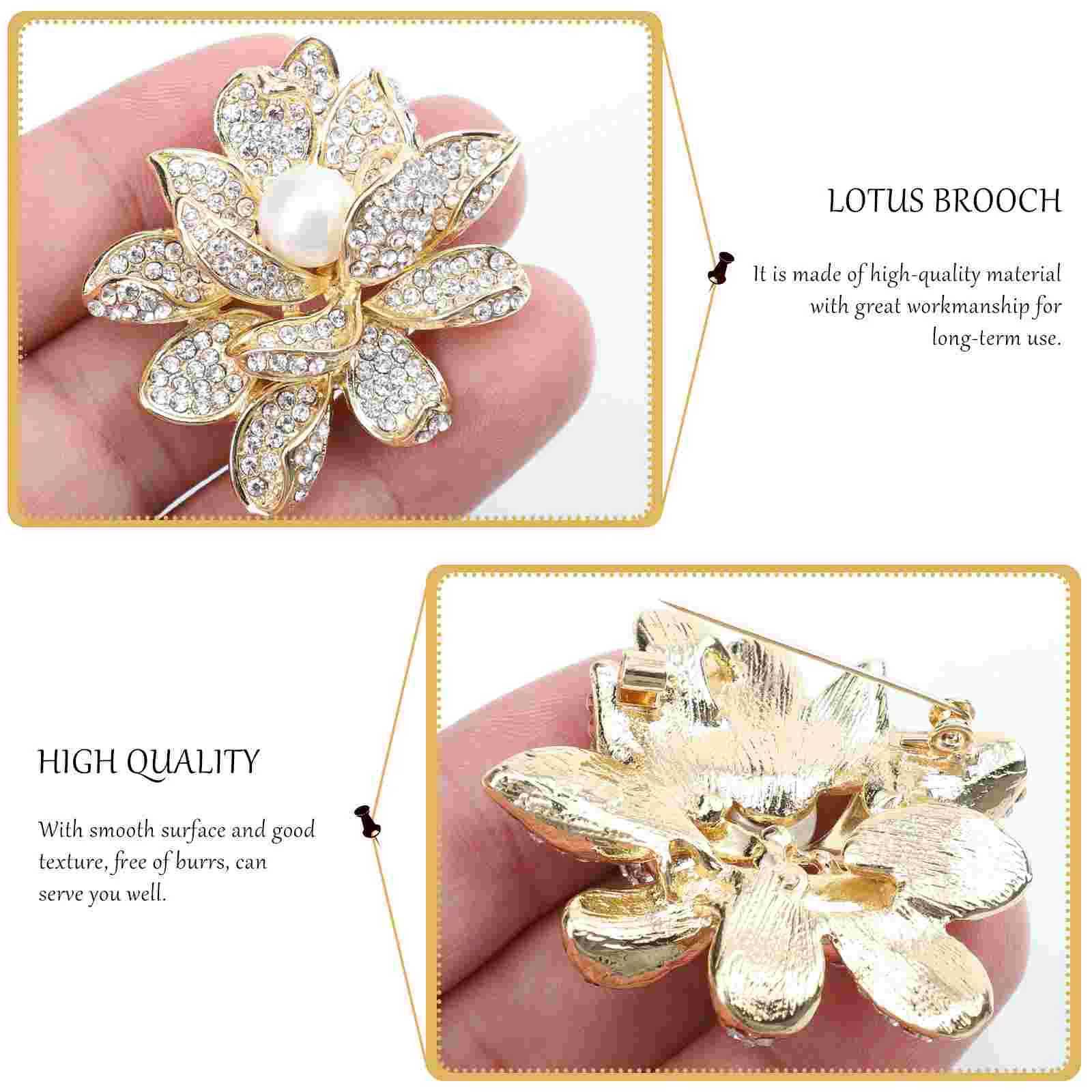Pearl lotus brooch womens clothing accessories brooch flower brooch temperature badge W240815