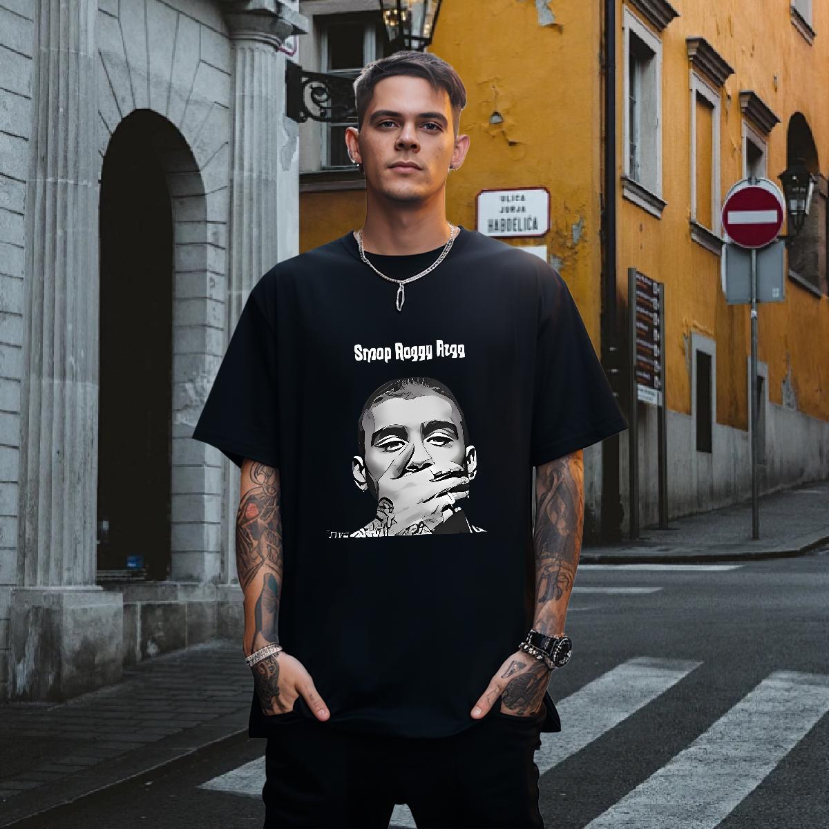 T Shirt For Man 230g Pure Cotton portrait Street wear Hip Hop Breathable Black Oversized Men Tshirts Fashion Casual Classic Tees Shirts
