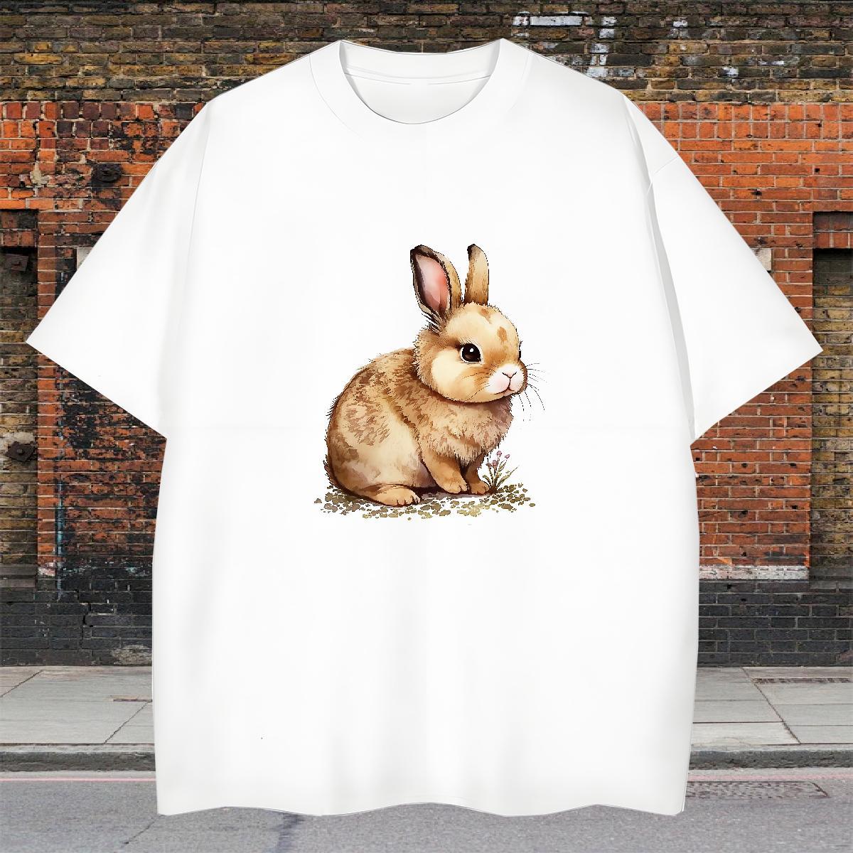TOP Quality T-Shirts rabbit Breathable Street Wear Anime 230g Pure Cotton Tshirts Factory Direct Clothes