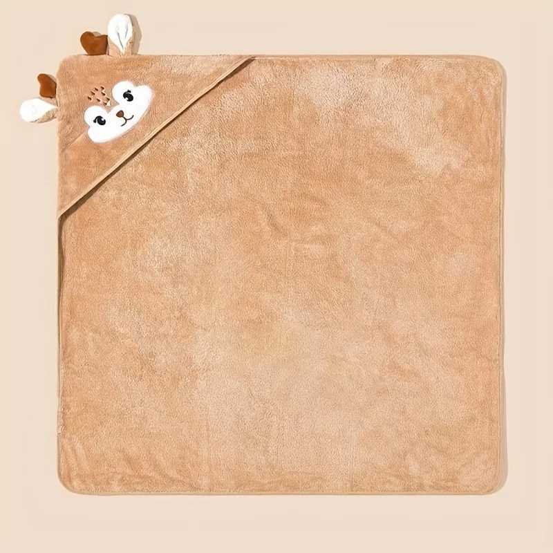 1 pack cartoon animal baby swaddling blanket goes out to a stroller blanket wrapped in a polyester hooded bathrobe Y240815