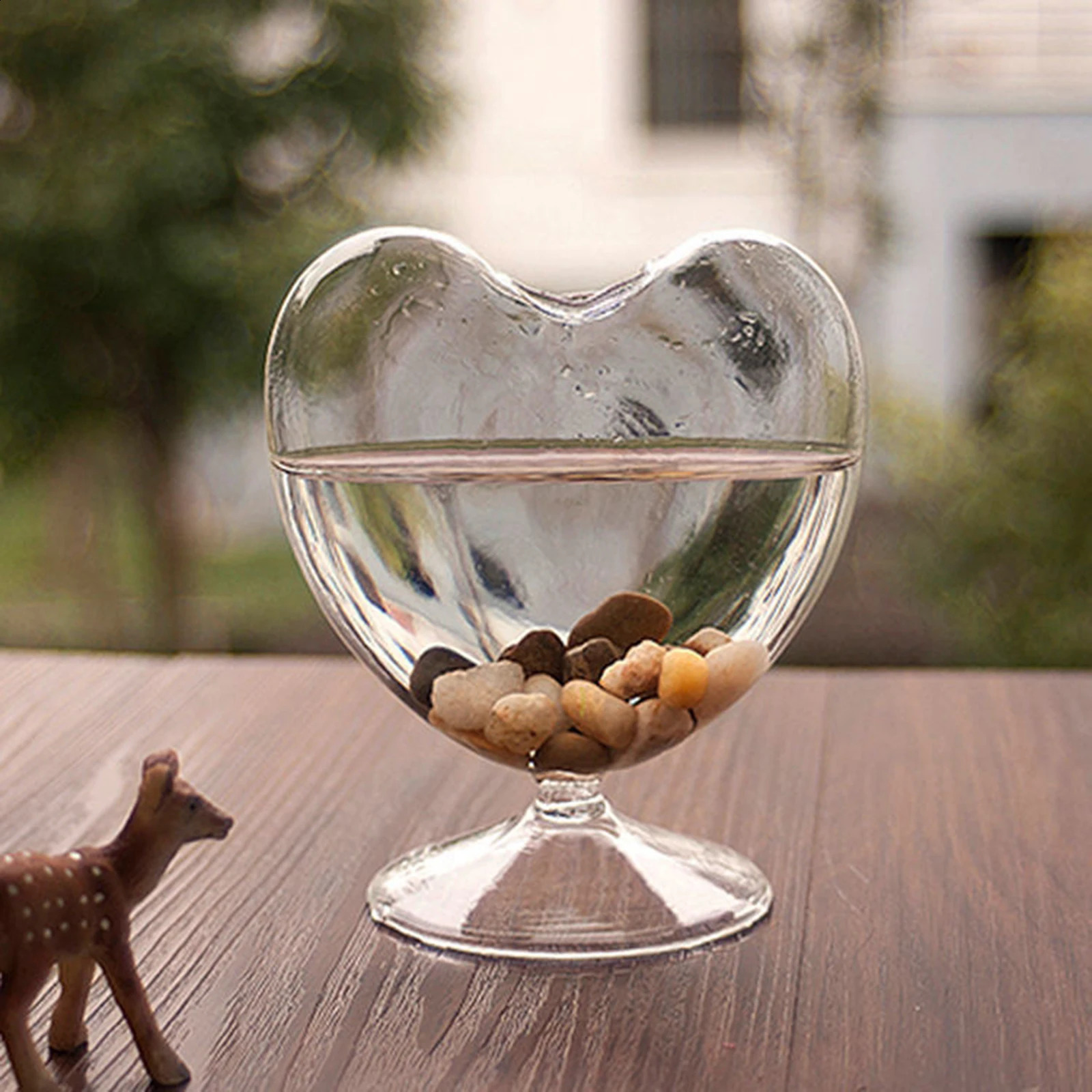 Transparent Glass Vase Bookshelf Flower Arrangement Desktop Cabinet Heart Shaped for Bedroom Study Room Dorm Birthday Gift 240812