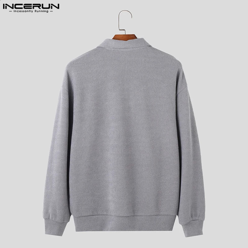 Casual Simple Style Tops INCERUN Mens Knitted Sweater Streetwear Autumn Winter Male Solid Long Sleeve Cardigan Sweater S-5XL 240814