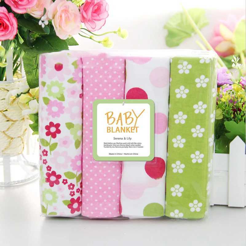 4 pieces flannel baby blanket swaddle set 76*76cm cotton cartoon soft and comfortable childrens blanket newborn quilt Y240815
