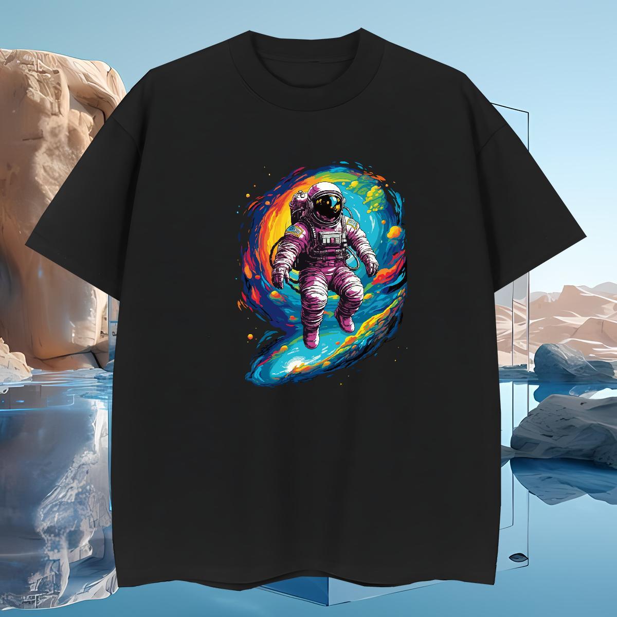 Men T Shirts 230g Cotton universe Street Wear Round Neck Short Sleeve Black White Tshirt for Man Woman 2024 Summer Popular Tops Tees