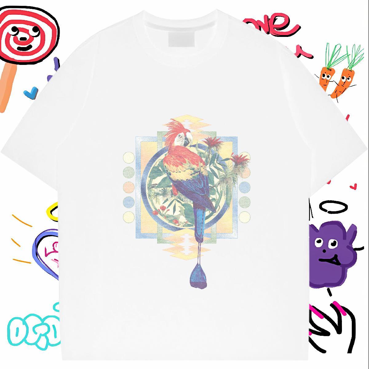 Mens T Shirts 100% Cotton 230g bird Anime Printing Street Breathable Short Sleeve Custom Anime Men Tops Tees New Designer TOP Quality Tops Shirt