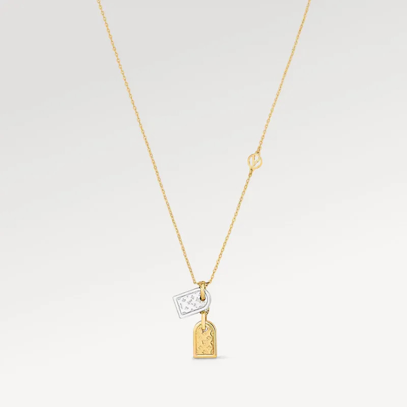 With BOX Fashion designer necklace dual tags pendant titanium steel old flower letter pendant necklace women wedding birthday Gift jewelry