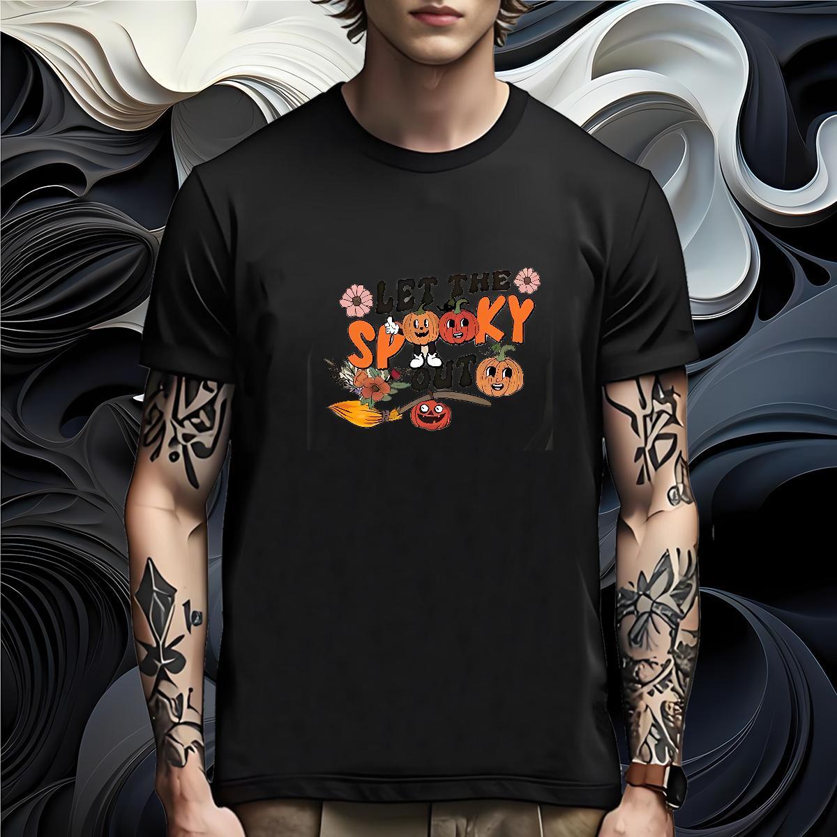 Free Shipping Man T Shirts pumpkin Breathable Crew Neck Spring Summer Plus Size Cartoon 230g Pure Cotton Mens Tshirts 2024 DIY Tops Tees