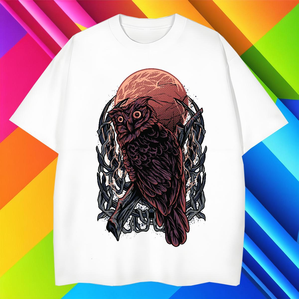 Cool T-Shirts Owl Crew Neck Beach Plus Size Custom 230g 100% Cotton Mens Tshirts DIY Customized Top Tees