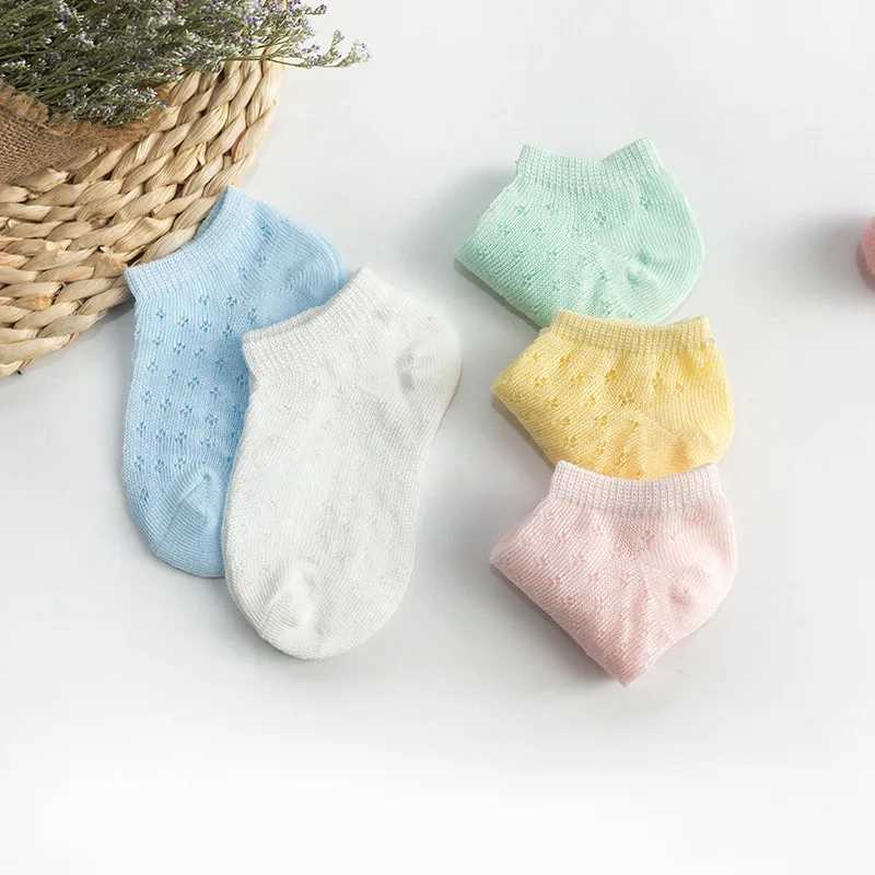 5 pairs/set of thin childrens baby socks summer rotating 0-5 year mesh breathable cotton socks boys and girls KF552 W240814