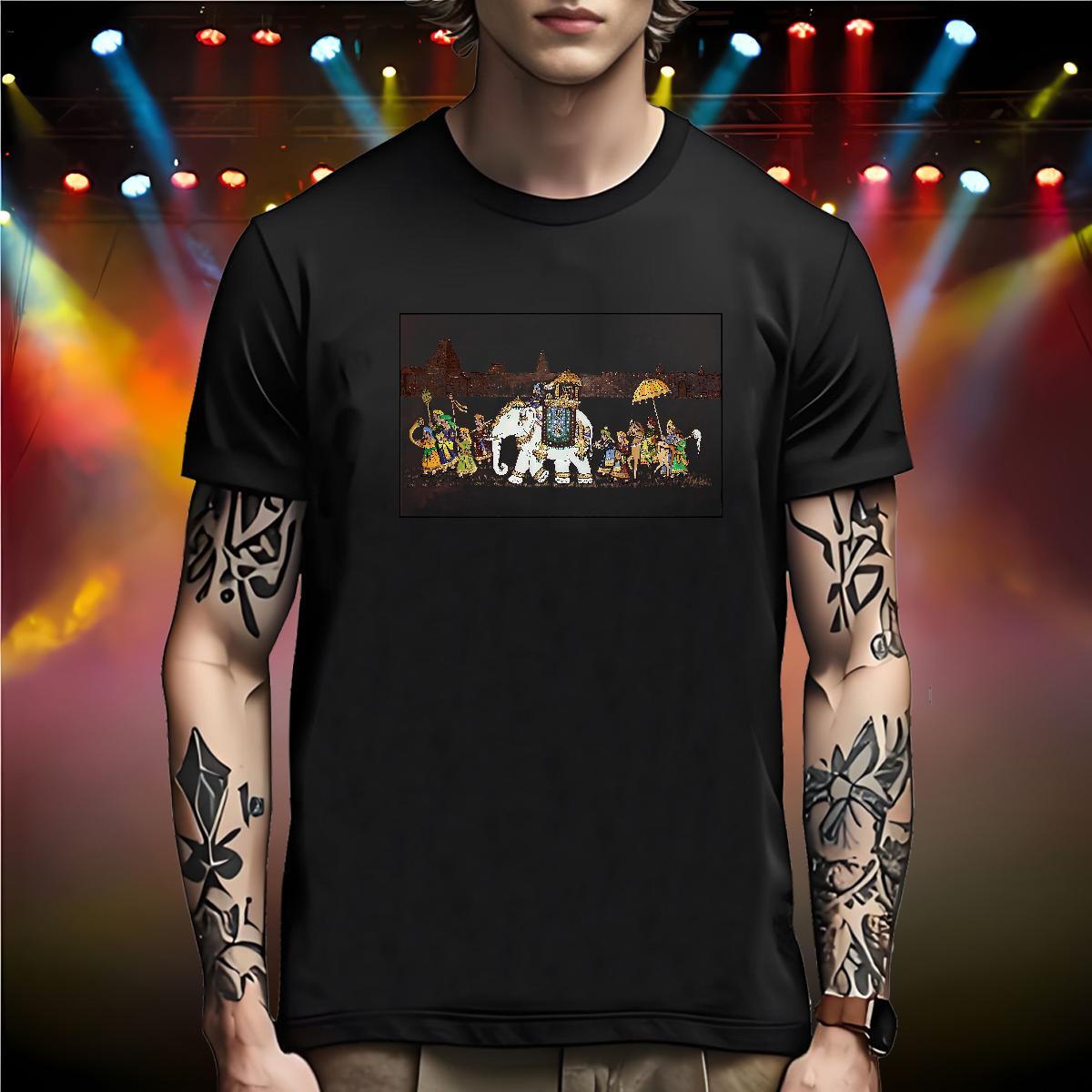Comfortable Mens T Shirts elephant Short Sleeve Soft Outdoor Graphic 230g Pure Cotton Men Tops Tees Wholesale Tshirts