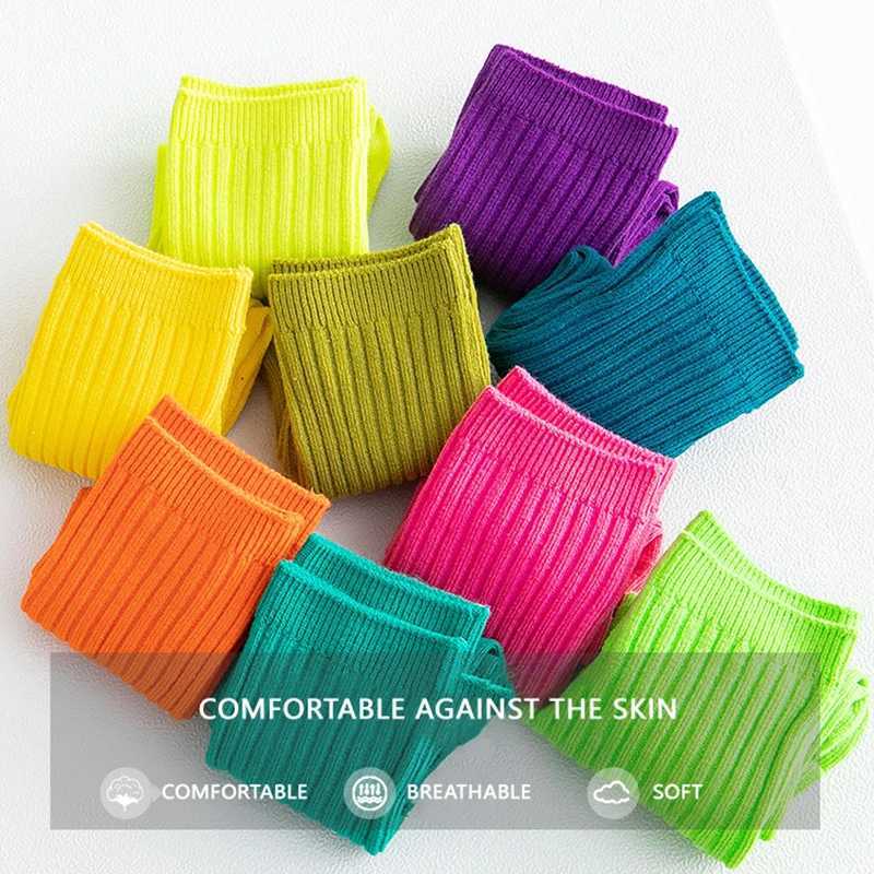 3 pairs/batch of childrens socks for spring and summer Japanese style childrens socks candy colored boys and girls mid tube socks W240814