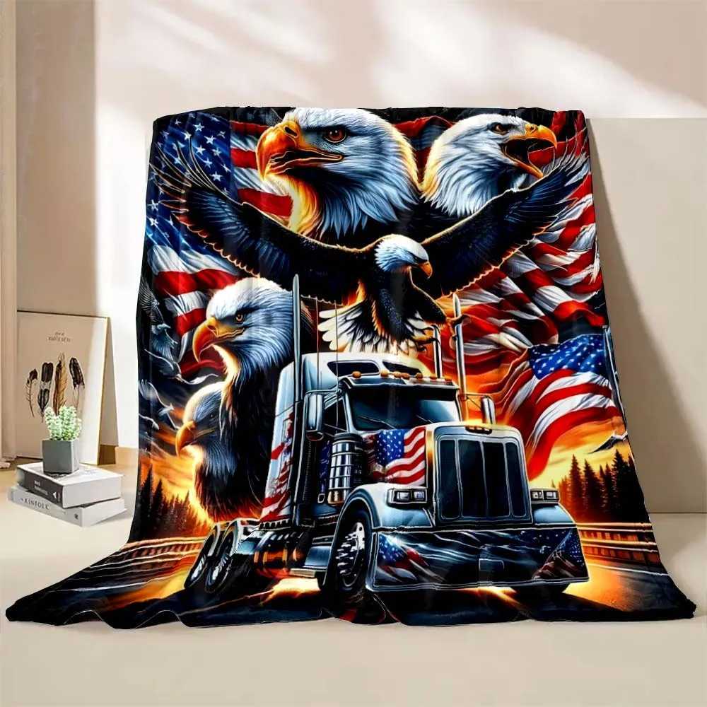 6 Sizes Truck Great America Printed Blanket Warm Soft and Comfortable Home Travel Camping Blanket Sofa Bedding Cover Blanket Y240815