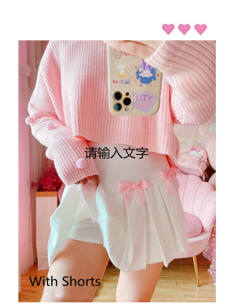 Kawaii Autumn Bow Pleated Mini Skirt Women Korean Fashion School Girls Uniform High Waist Skater Tennis Flare White Short Skirts s