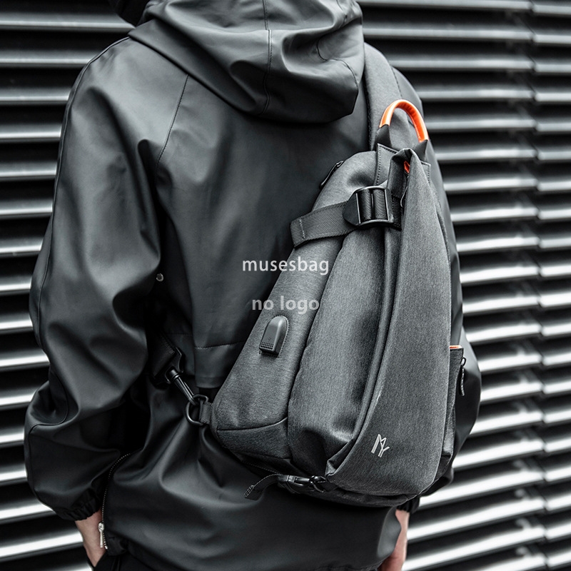 Korean fashion chest bag men's shoulder bag Large capacity crossbody bag waterproof Oxford cloth men's casual back spot contract