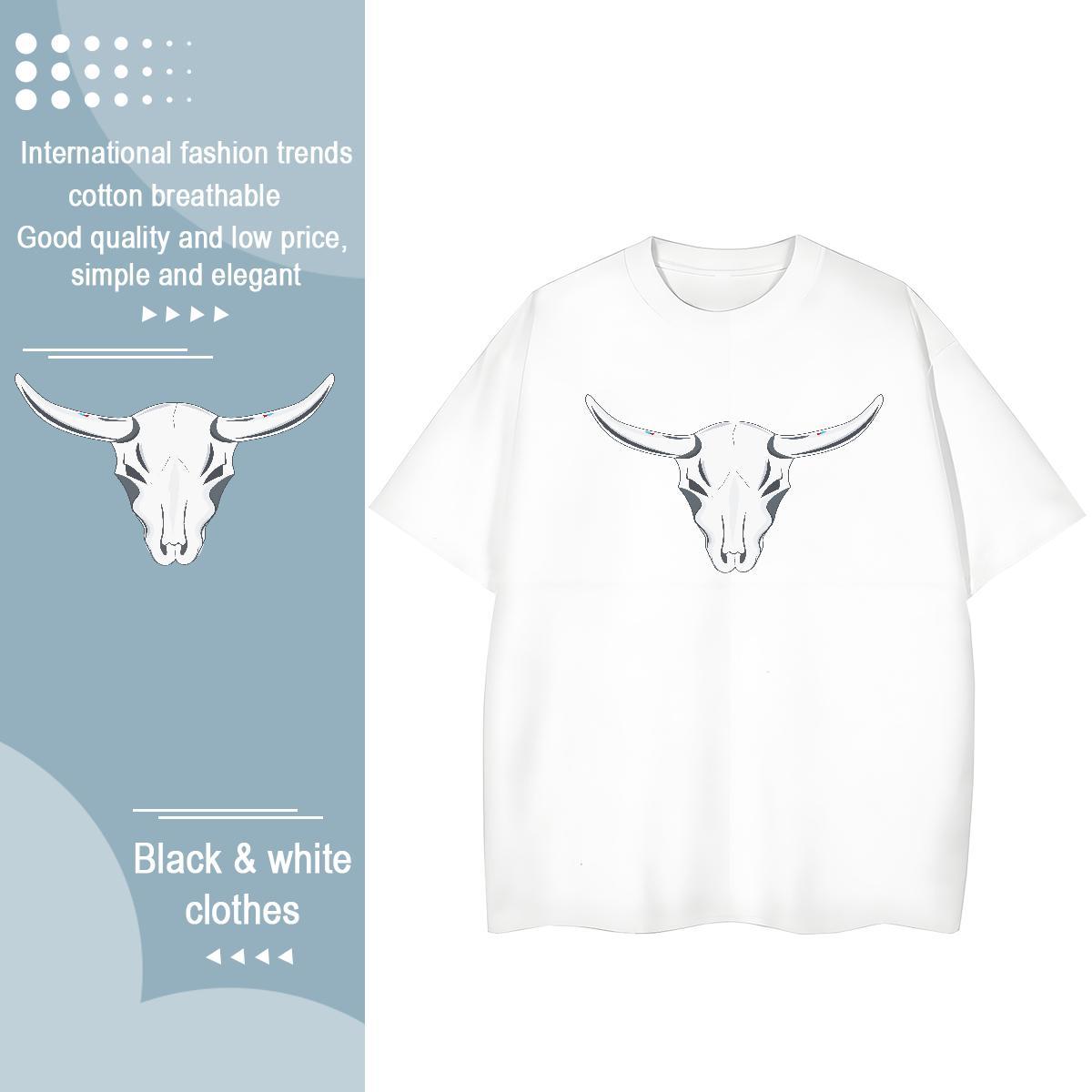 TOP Quality Man T Shirts cow Breathable Short Sleeve Casual DIY Anime 230g Pure Cotton Men Tshirts Fashion Design Tops
