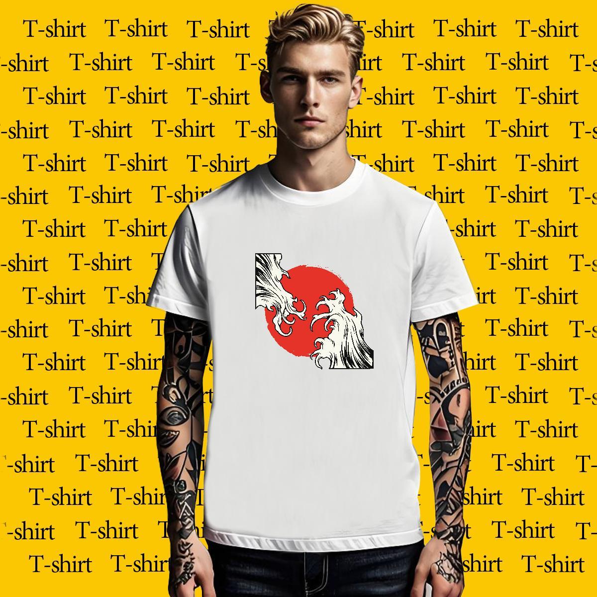 Cool Design Tshirt for Man Woman Sport 230g Cotton Plus Size Cartoon Crew Neck Breathable sea wave T shirt Designer Fashion Polos