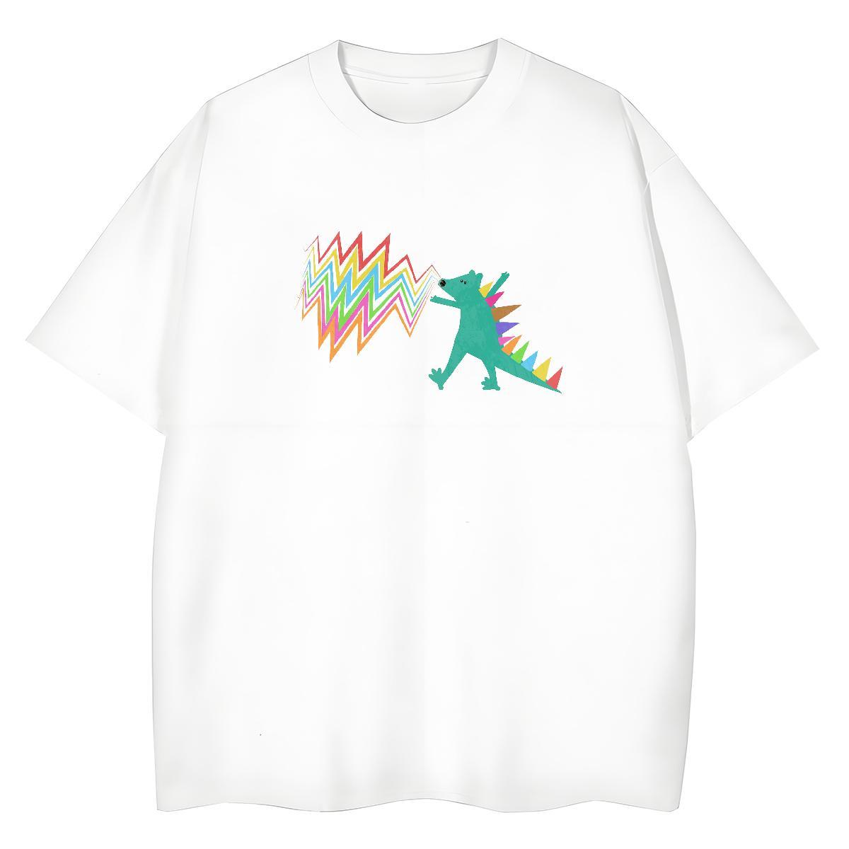 Soft T Shirts Men dinosaur Breathable Short Sleeve Casual Beach White Plus Size 230g 100% Cotton Men Tshirts Stylist Clothings