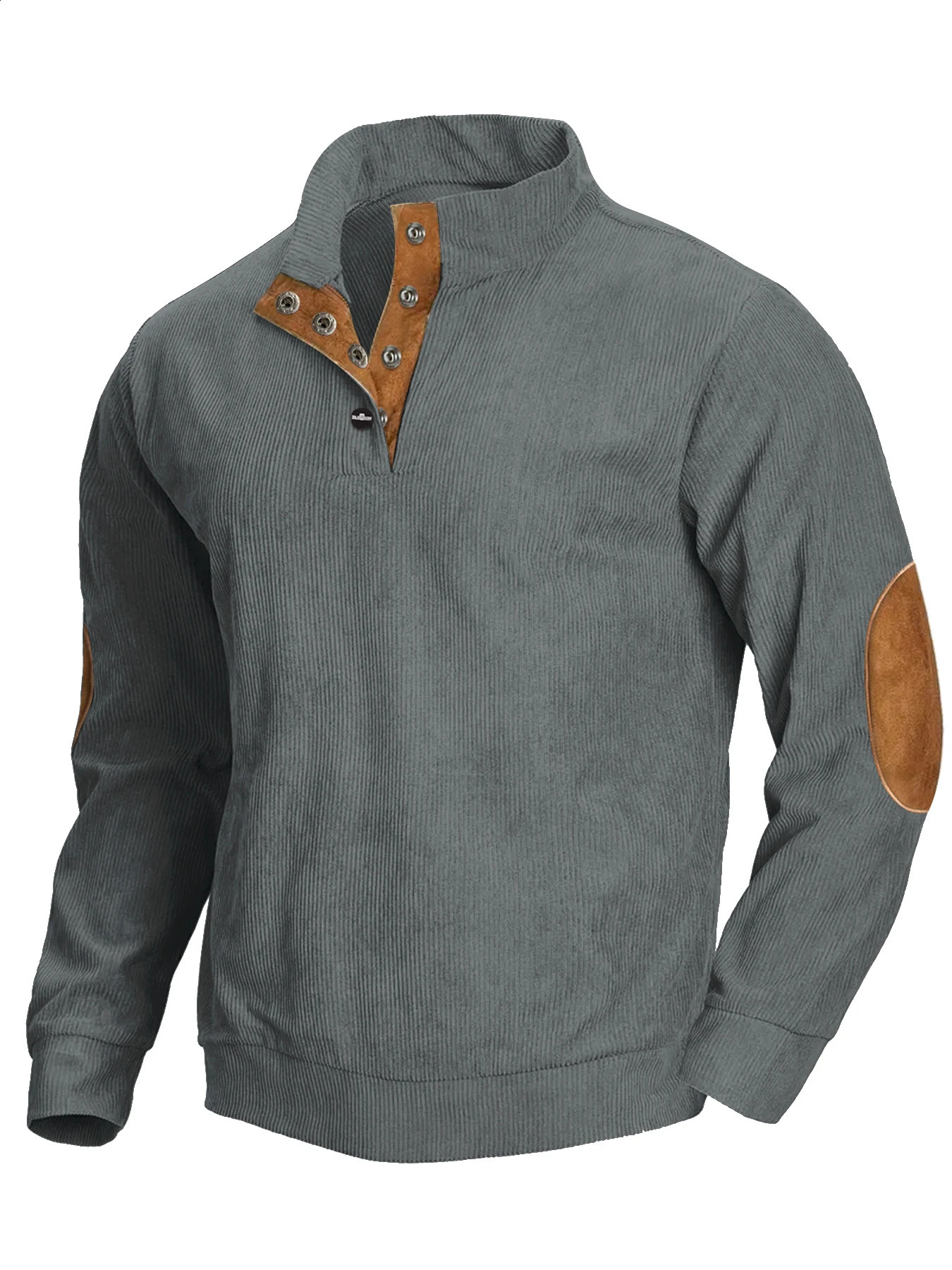 Mens High-end Corduroy Spring and Autumn Stand Collar Pullover Long-sleeved Fashion Casual Sweater 240809